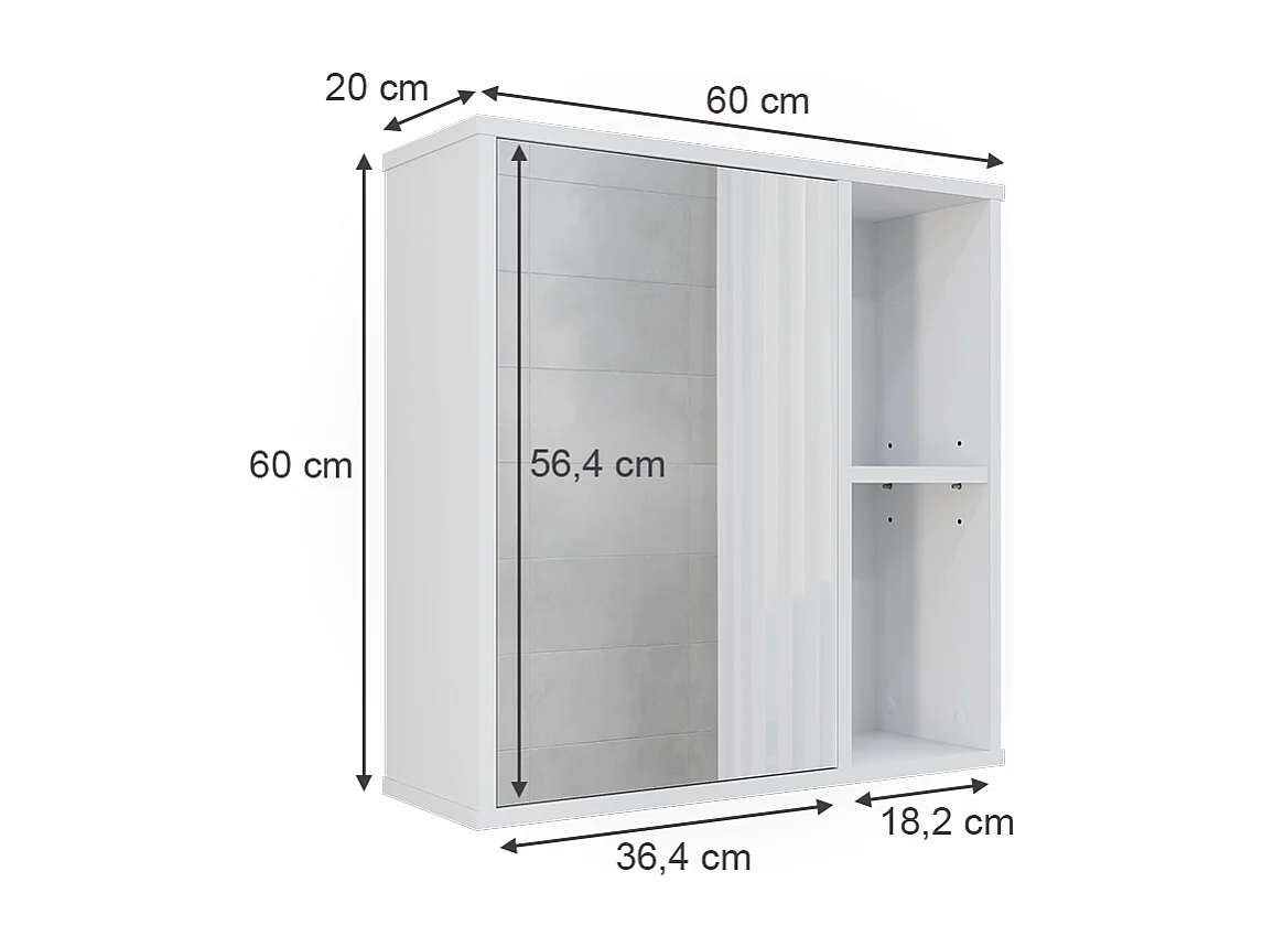 Armoire de toilette blanc 60x20x60 leano