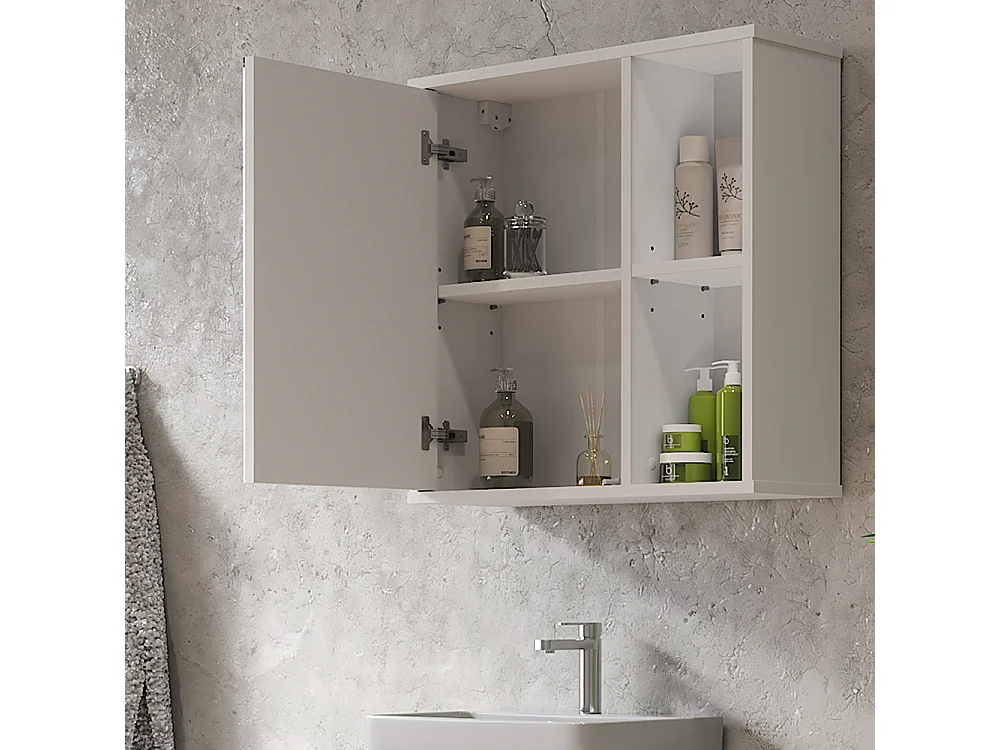 Mobile a specchio per il bagno bianco 60x20x60 leano