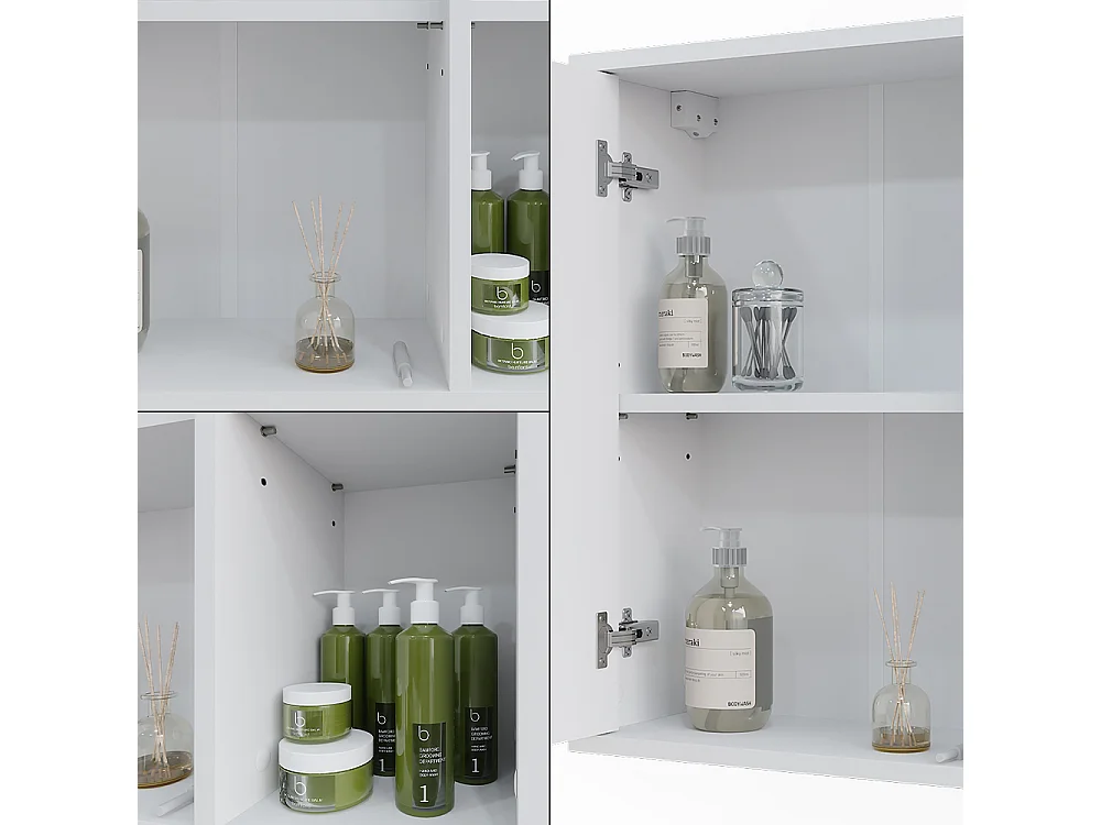 Mobile a specchio per il bagno bianco 60x20x60 leano