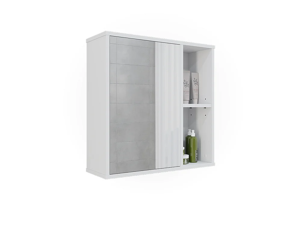Mobile a specchio per il bagno bianco 60x20x60 leano