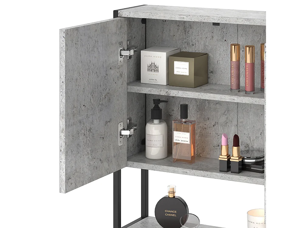 Armario con espejo para baño hormigón 60x16x60.6 fyrk