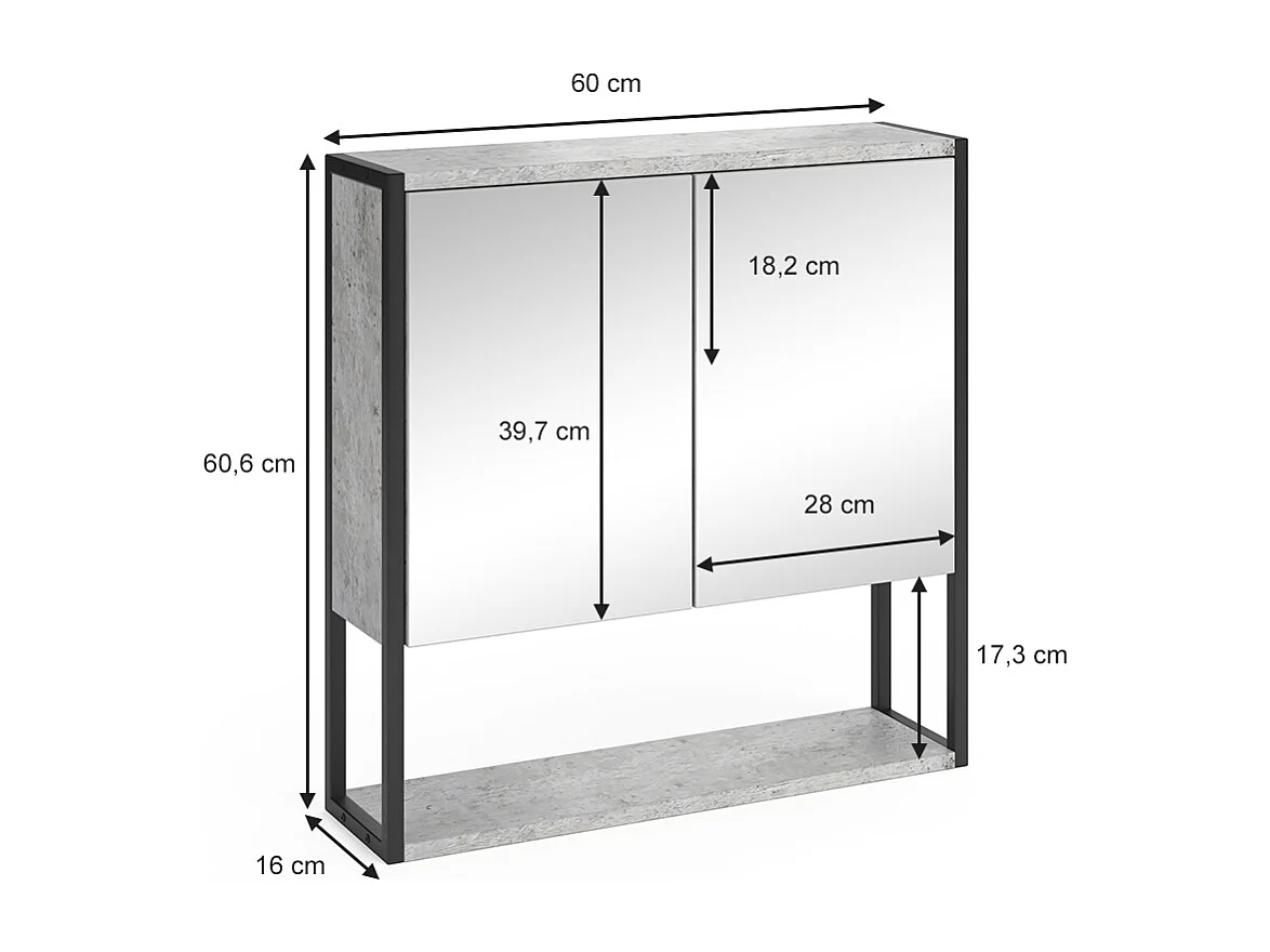 Armoire de toilette béton 60x16x60.6 fyrk