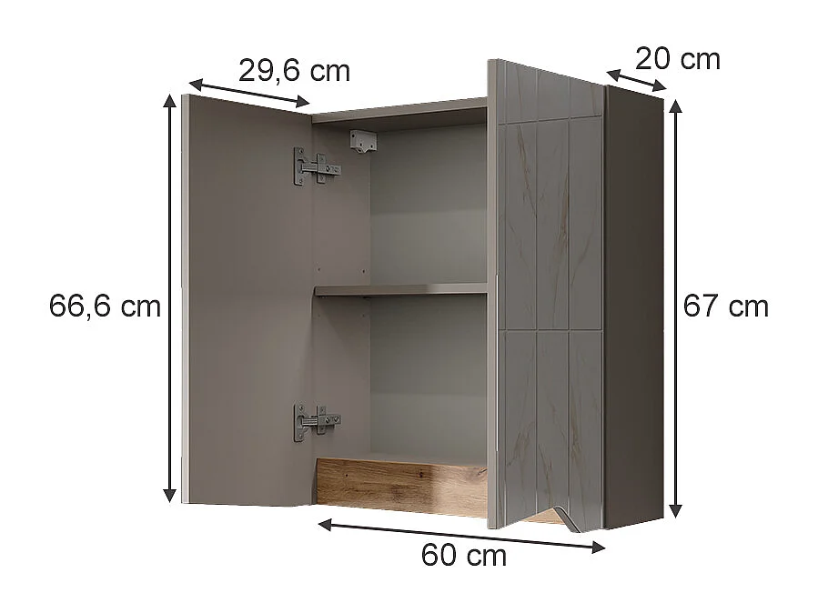 Armoire de toilette grège 60x20x67 marelle