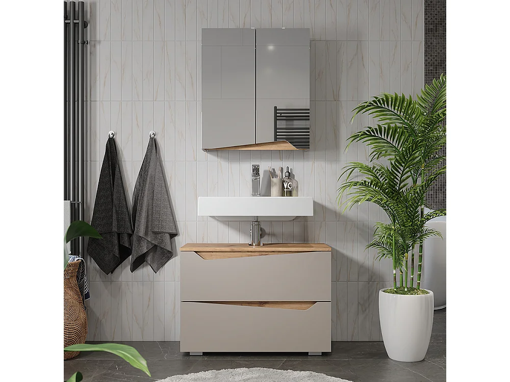 Armoire de toilette grège 60x20x67 marelle