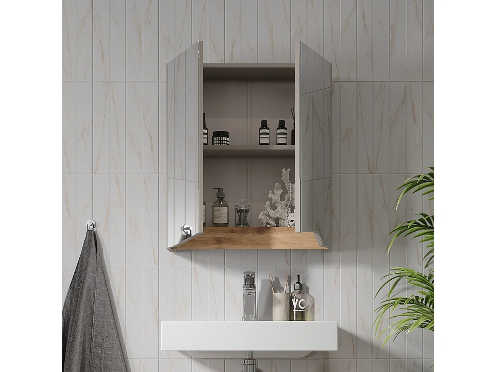 Armoire de toilette grège 60x20x67 marelle