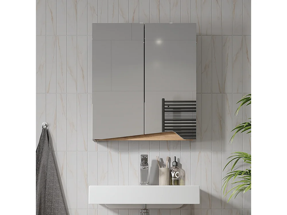 Armoire de toilette grège 60x20x67 marelle