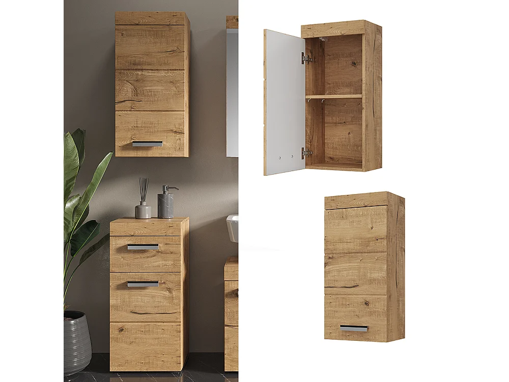 Armario de baño roble wotan 37x24.6x77 luna