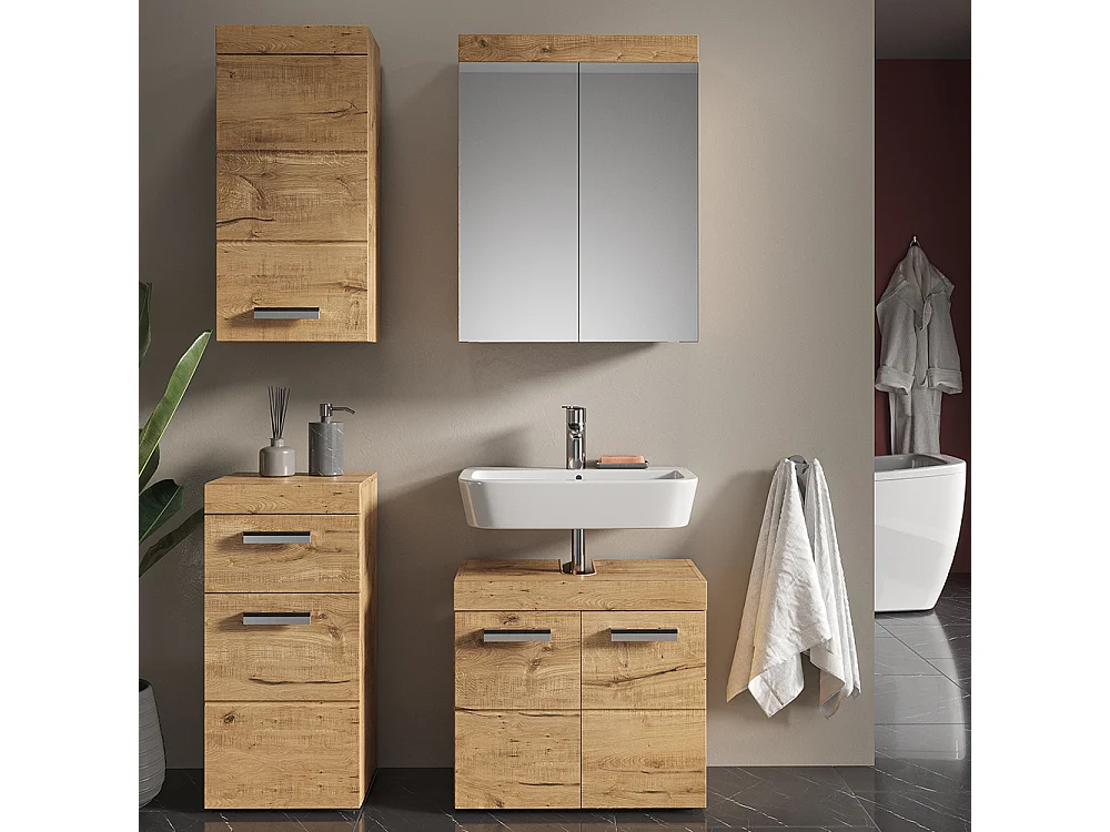 Armario de baño roble wotan 37x24.6x77 luna
