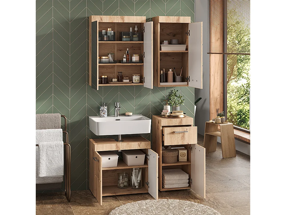 Mobile bagno quercia wotan 37x24.6x77 luna