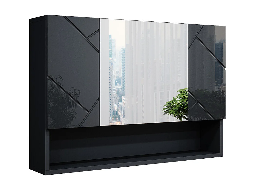 Armario con espejo para baño antracita alto brillo 80.1x17x55 irma