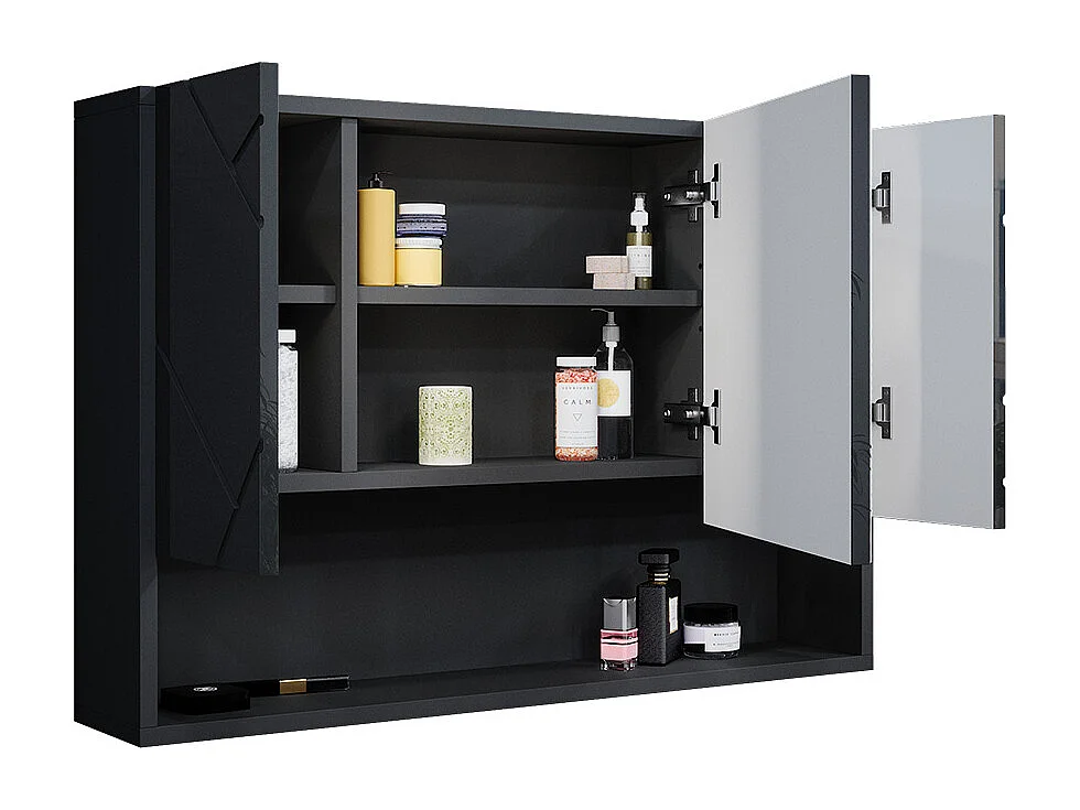 Armoire de toilette anthracite haute brillance 80.1x17x55 irma