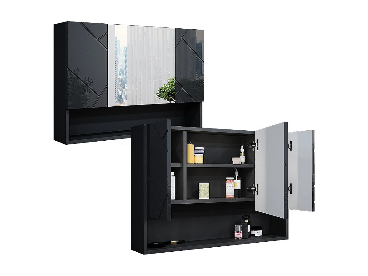 Armoire de toilette anthracite haute brillance 80.1x17x55 irma