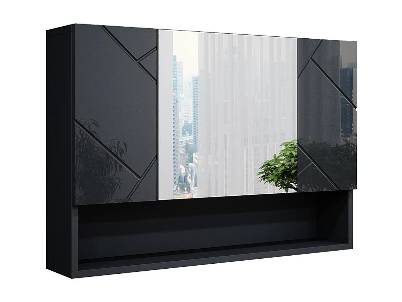 Badspiegelschrank anthrazit hochglanz 80.1x17x55 irma