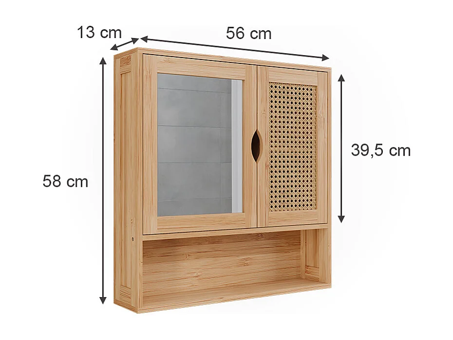 Armoire de toilette bambou 56x13x58 liora