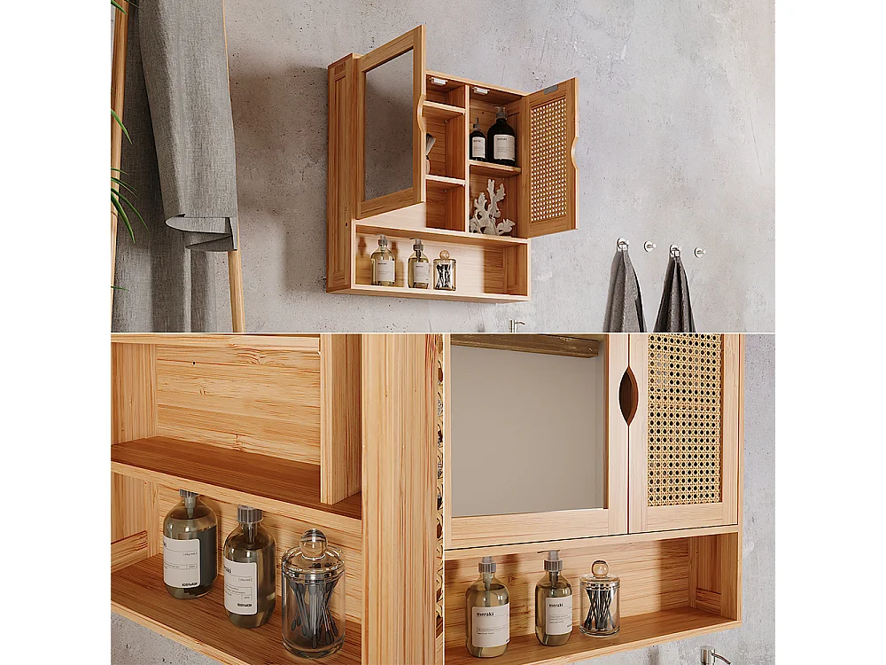 Armoire de toilette bambou 56x13x58 liora