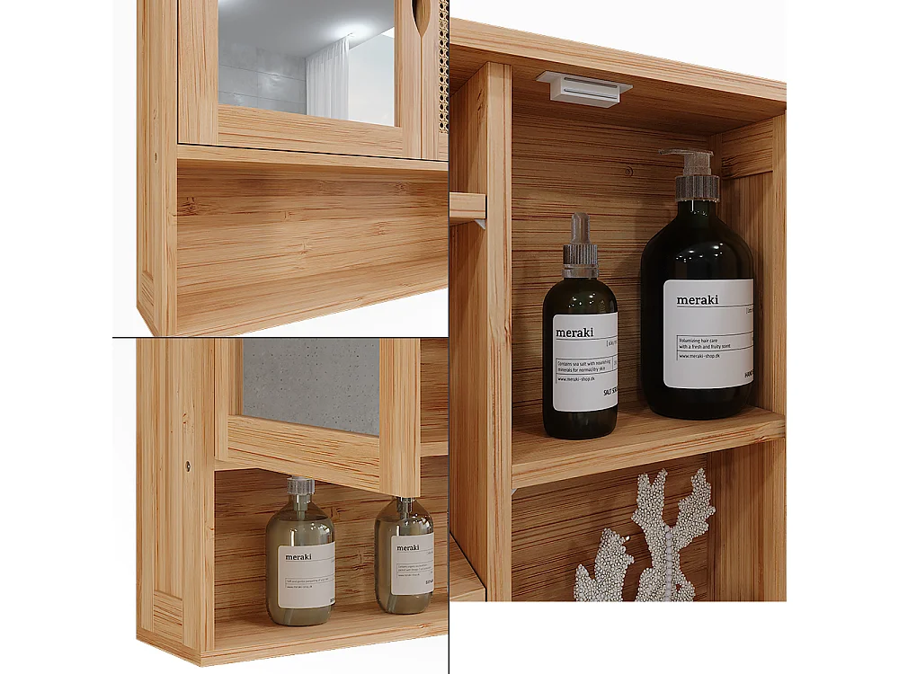 Armoire de toilette bambou 56x13x58 liora