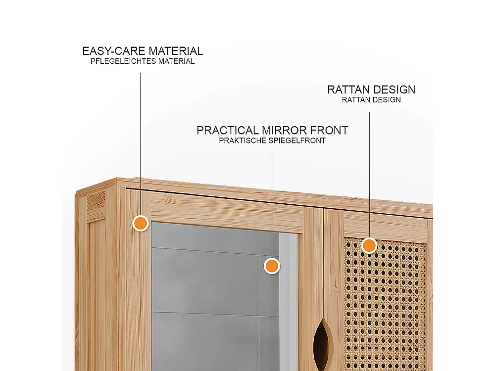 Armoire de toilette bambou 56x13x58 liora
