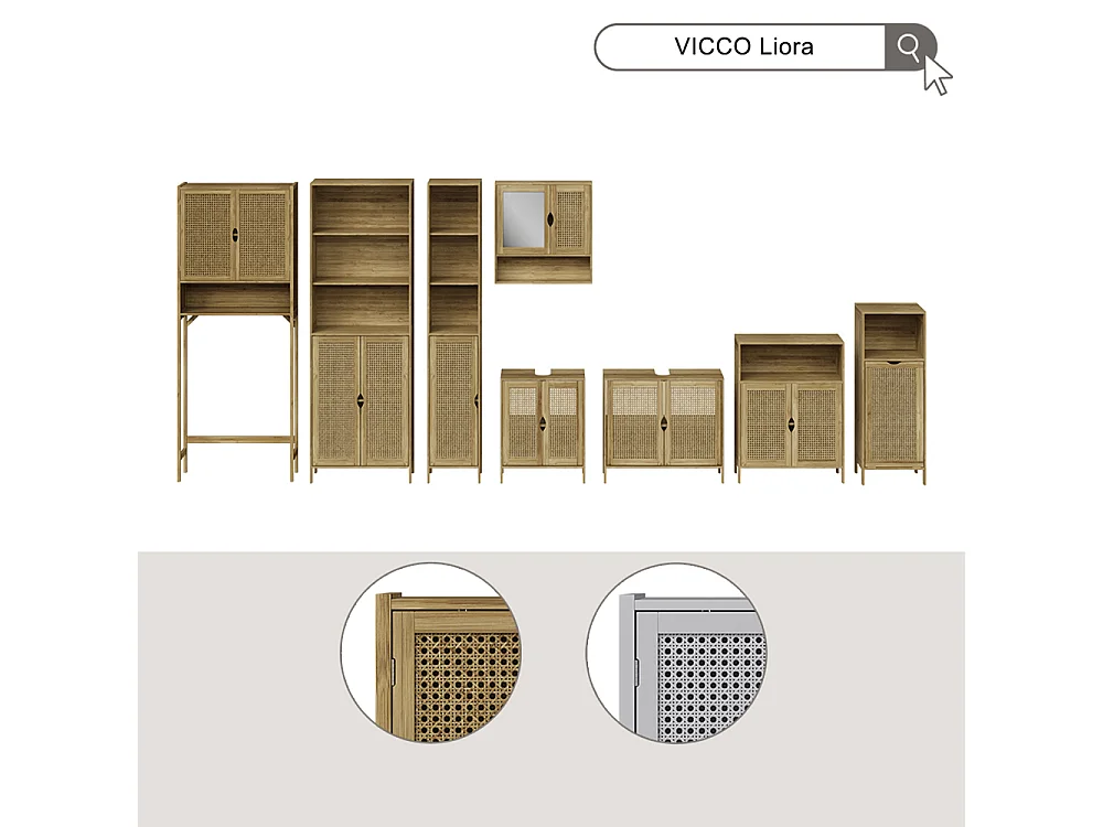 Armoire de toilette bambou 56x13x58 liora