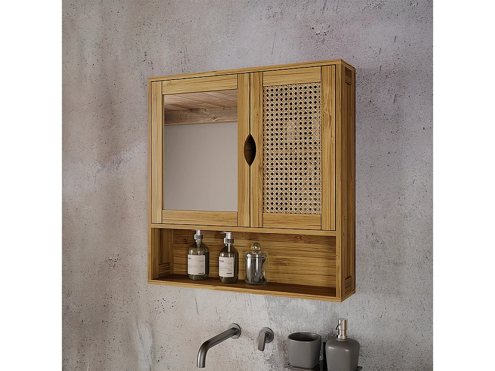 Armoire de toilette bambou 56x13x58 liora