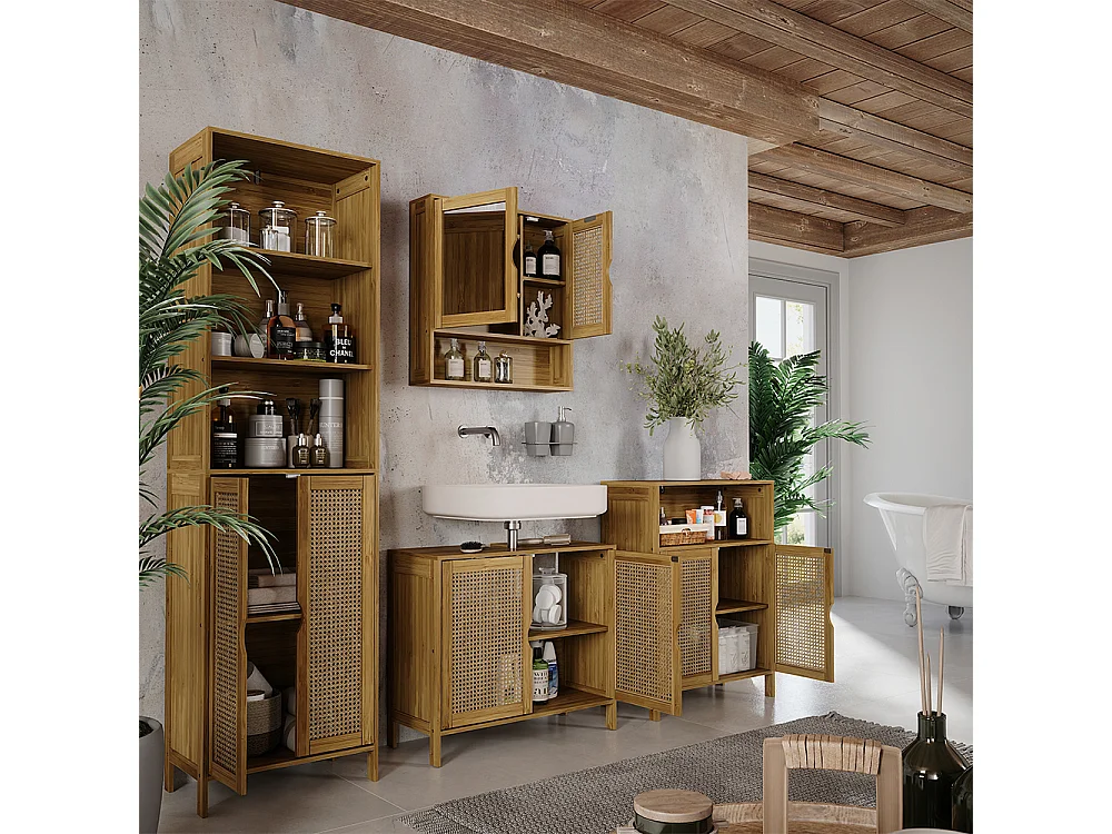 Armoire de toilette bambou 56x13x58 liora