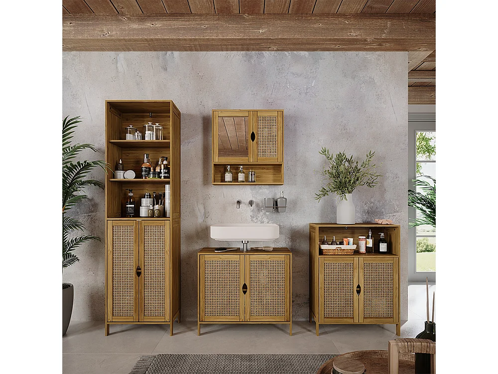 Armoire de toilette bambou 56x13x58 liora
