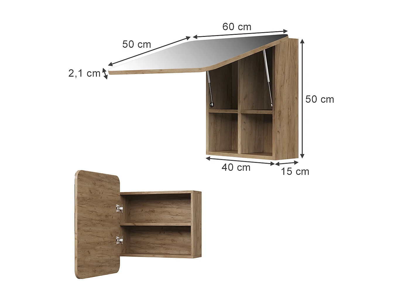 Armoire de toilette chêne de force doré 60x17.4x50 zino