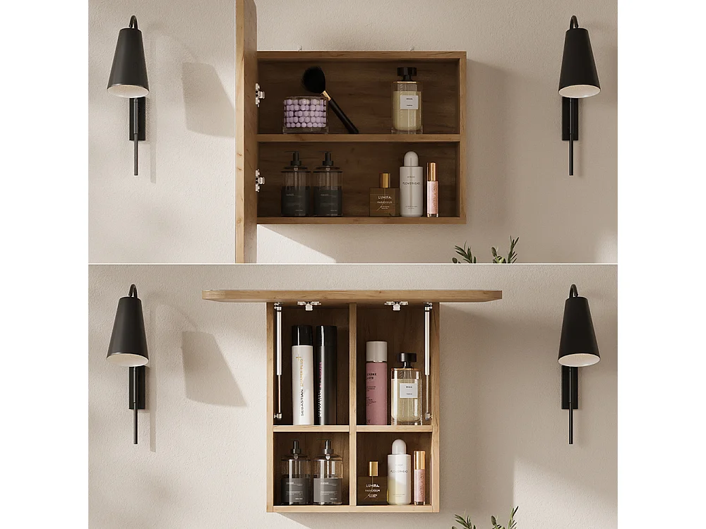 Armoire de toilette chêne de force doré 60x17.4x50 zino