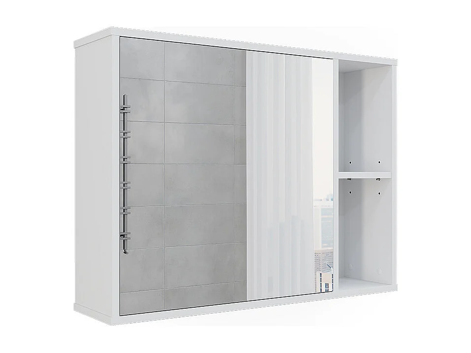 Armario con espejo de baño blanco 80x20x60 leano