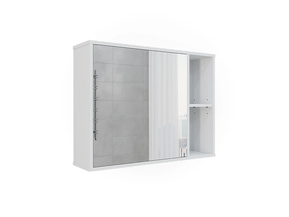 Mobile a specchio per il bagno bianco 80x20x60 leano