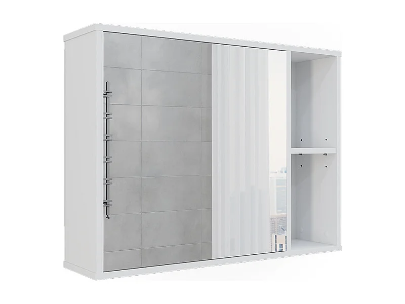 Armario con espejo de baño blanco 80x20x60 leano