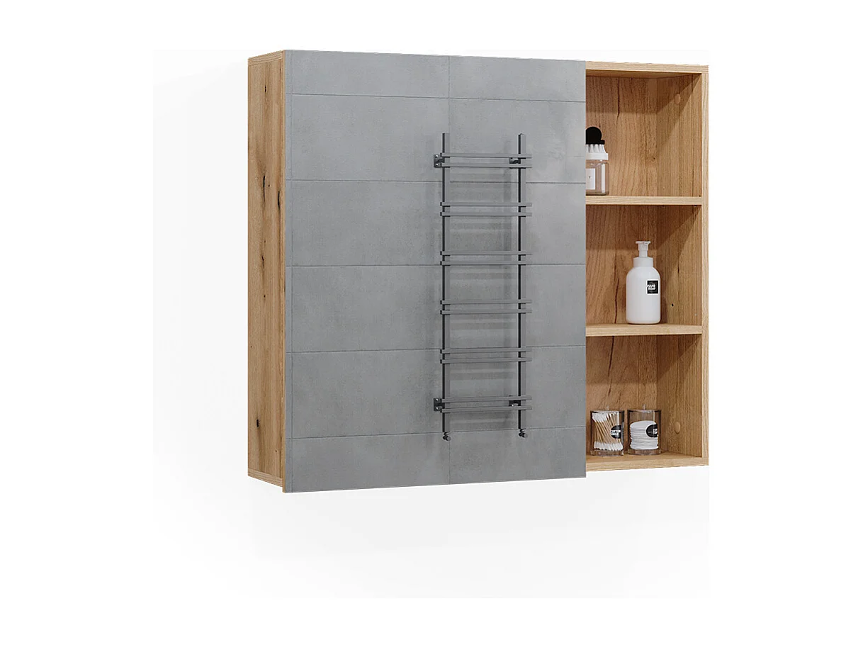 Armario con espejo para baño roble 90x22.1x80.9 rudi