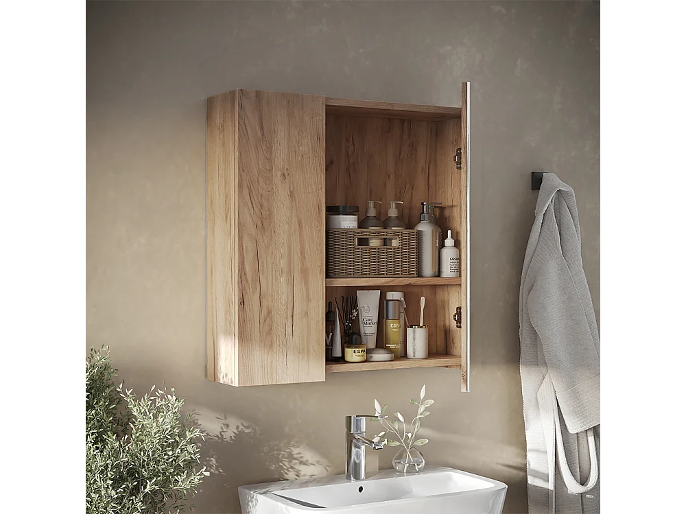 Armoire de toilette chêne de force doré 60x16.4x59.2 leopold