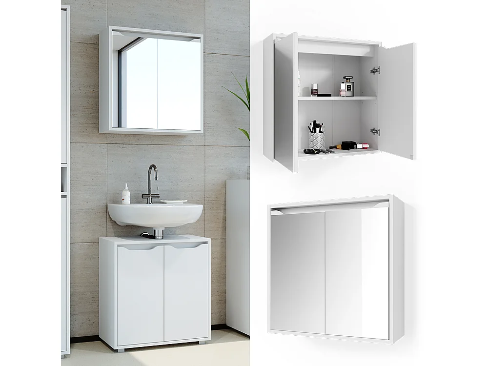 Armario con espejo para baño blanco 60x20x60 ruben