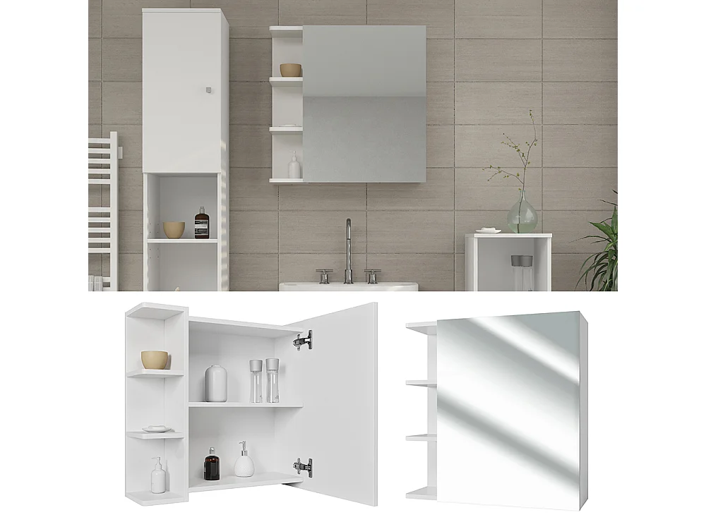 Armario con espejo para baño blanco 62x20.8x64 fynn