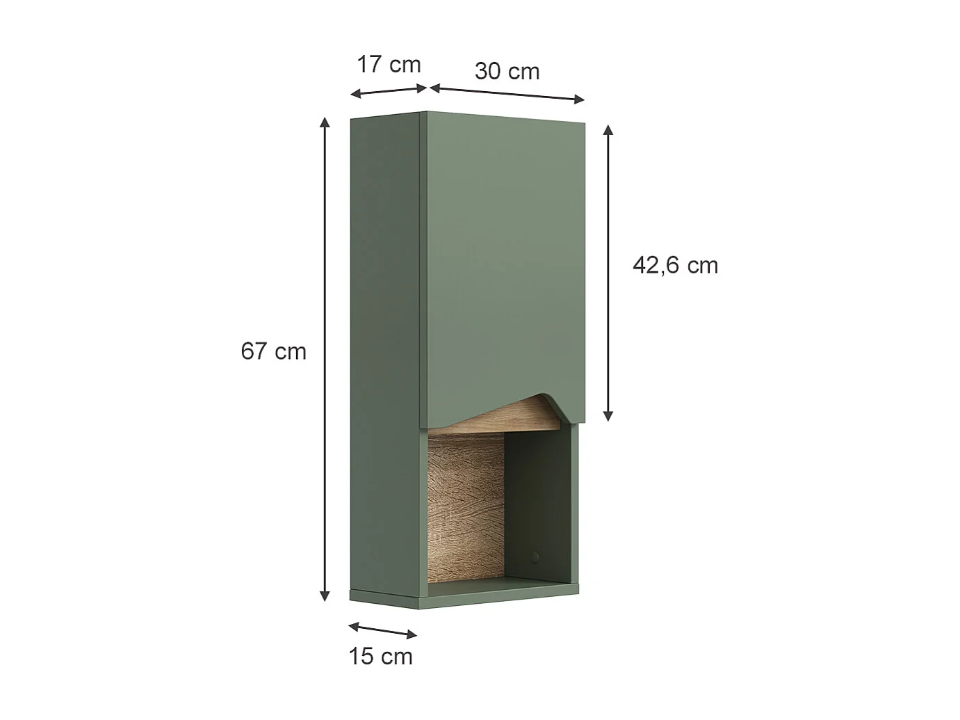 Armoire de salle de bain vert/artisan 30x17x67 marelle
