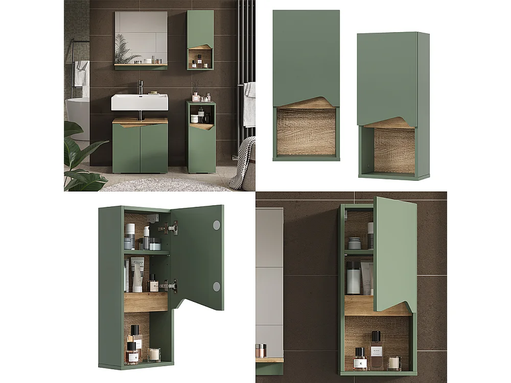 Armoire de salle de bain vert/artisan 30x17x67 marelle