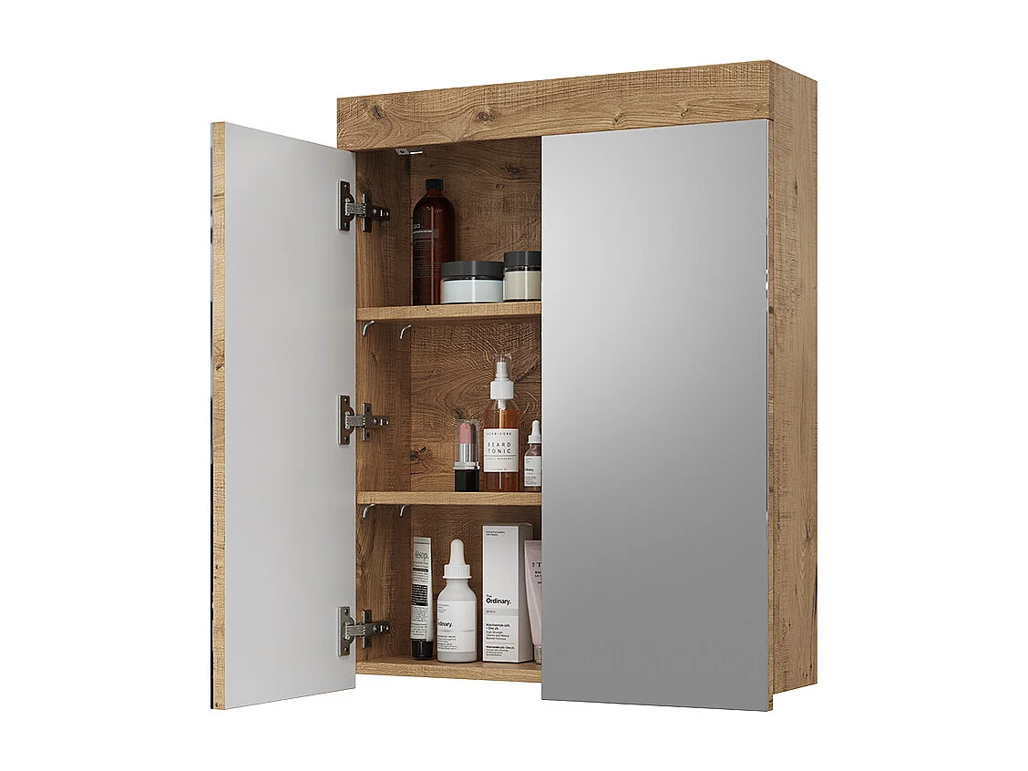 Armario con espejo para baño roble wotan 60x17x77 luna