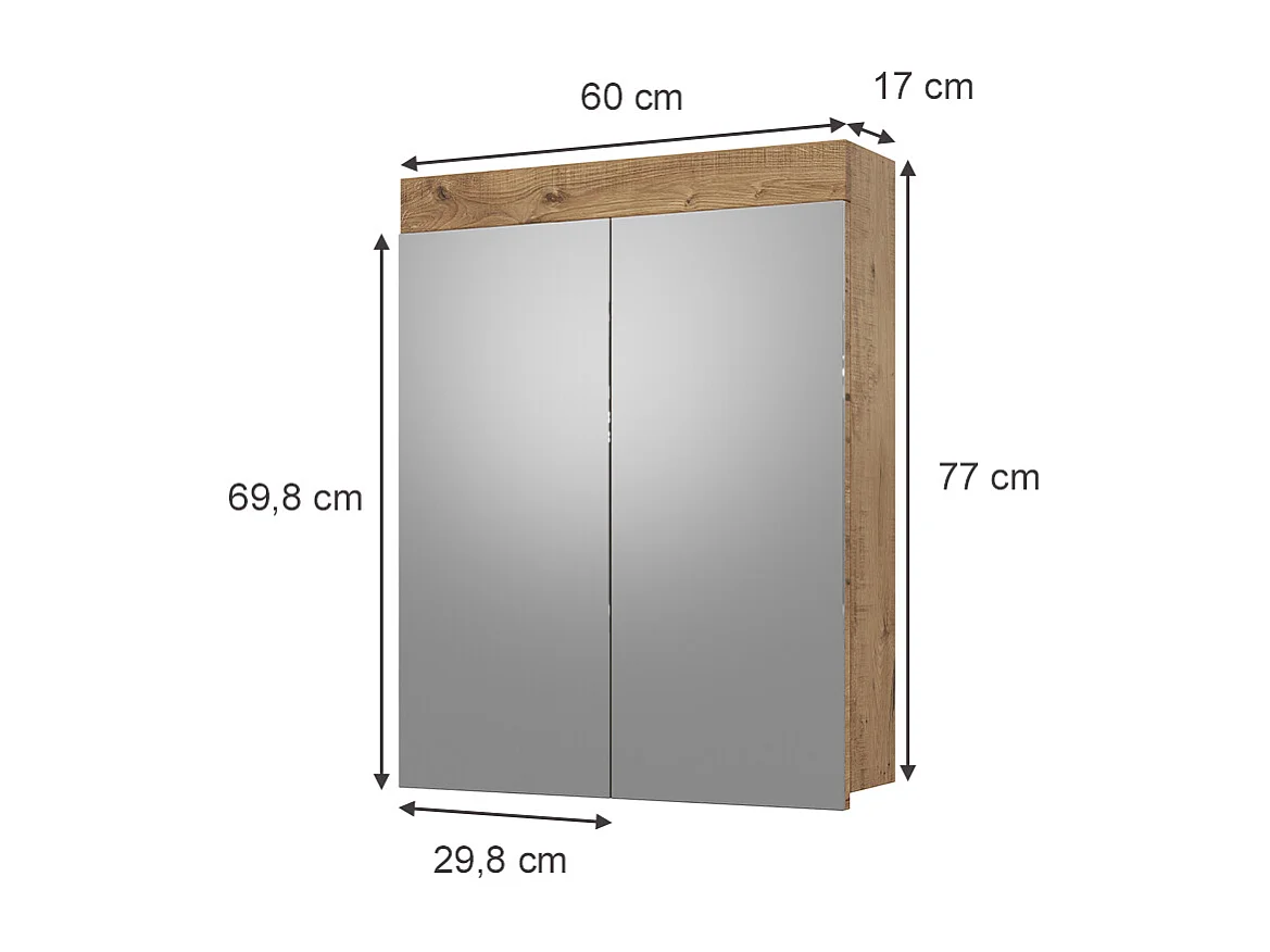 Armoire de toilette chêne wotan 60x17x77 luna