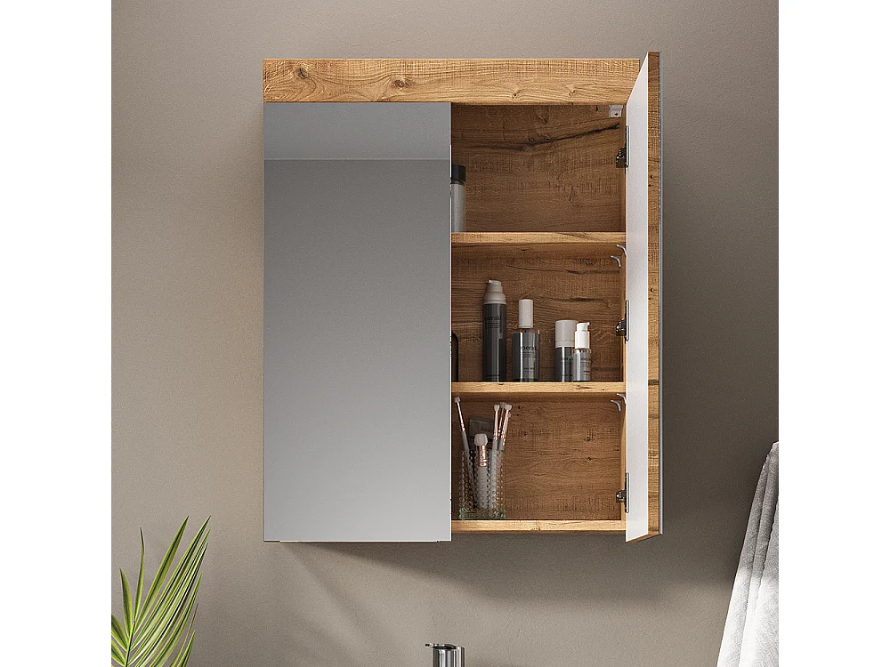 Armoire de toilette chêne wotan 60x17x77 luna