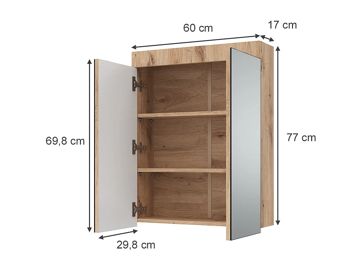 Badspiegelschrank eiche wotan 60x17x77 luna