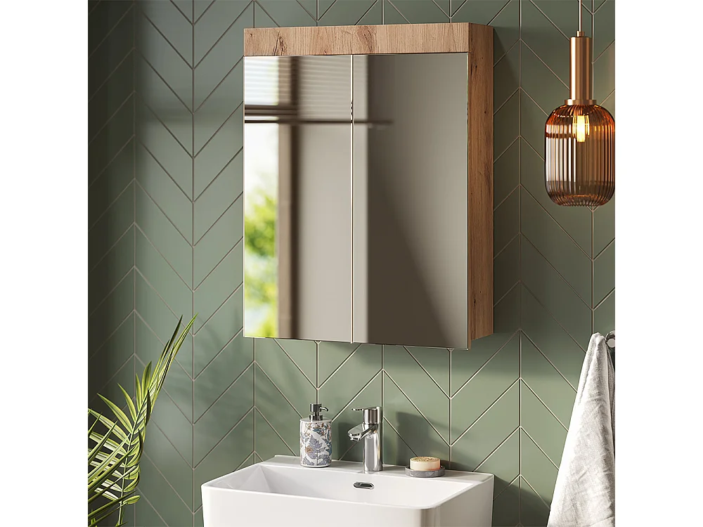 Badspiegelschrank eiche wotan 60x17x77 luna