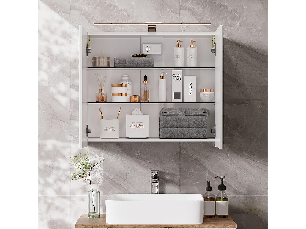 Armario con espejo para baño blanco 70x20x60 lavio