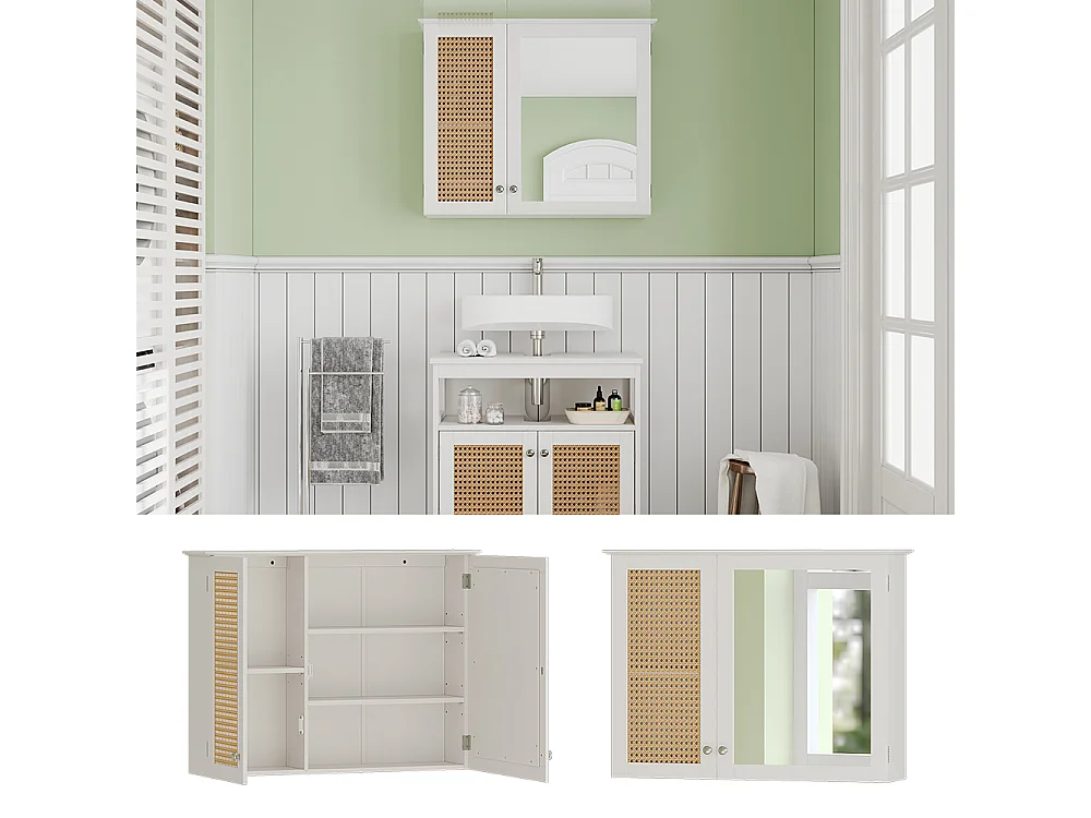 Armario con espejo para baño blanco 68x16.5x49 rosario