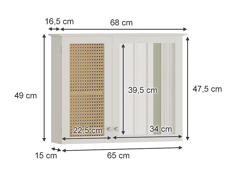 Armario con espejo para baño blanco 68x16.5x49 rosario
