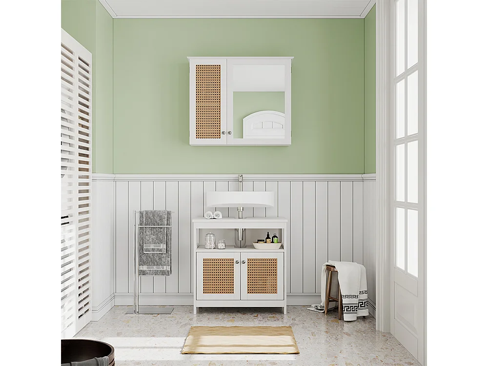 Armario con espejo para baño blanco 68x16.5x49 rosario