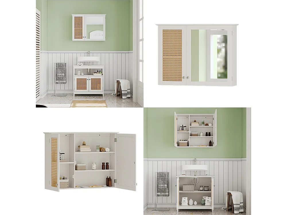 Armario con espejo para baño blanco 68x16.5x49 rosario