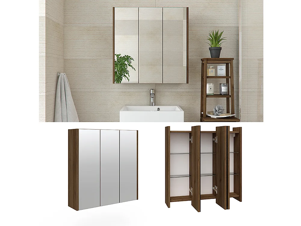 Armoire de toilette anthracite haute brillance 67.4x17x68 majest