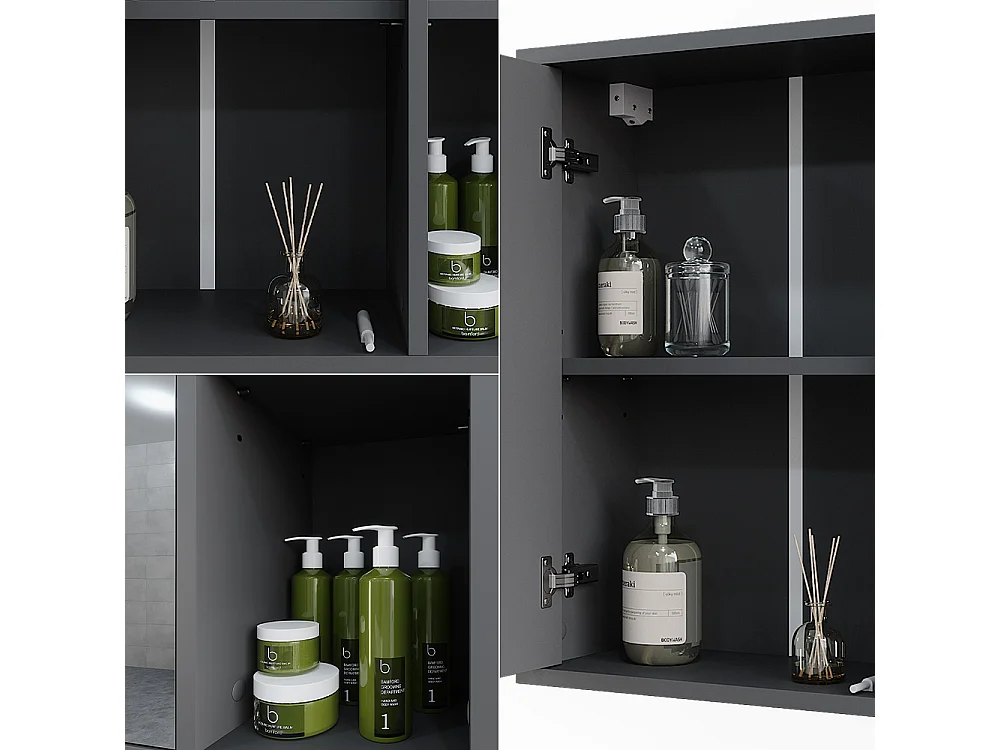 Armario con espejo de baño antracita/roble de montaña 60x20x60 leano