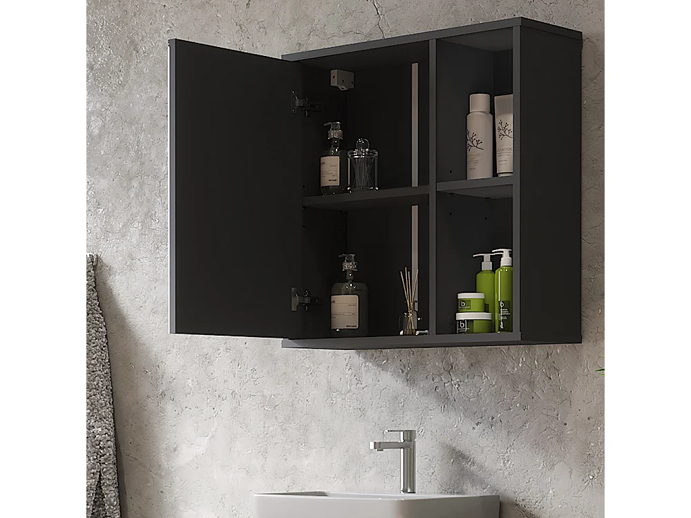 Armoire de toilette anthracite/chêne de montagne 60x20x60 leano