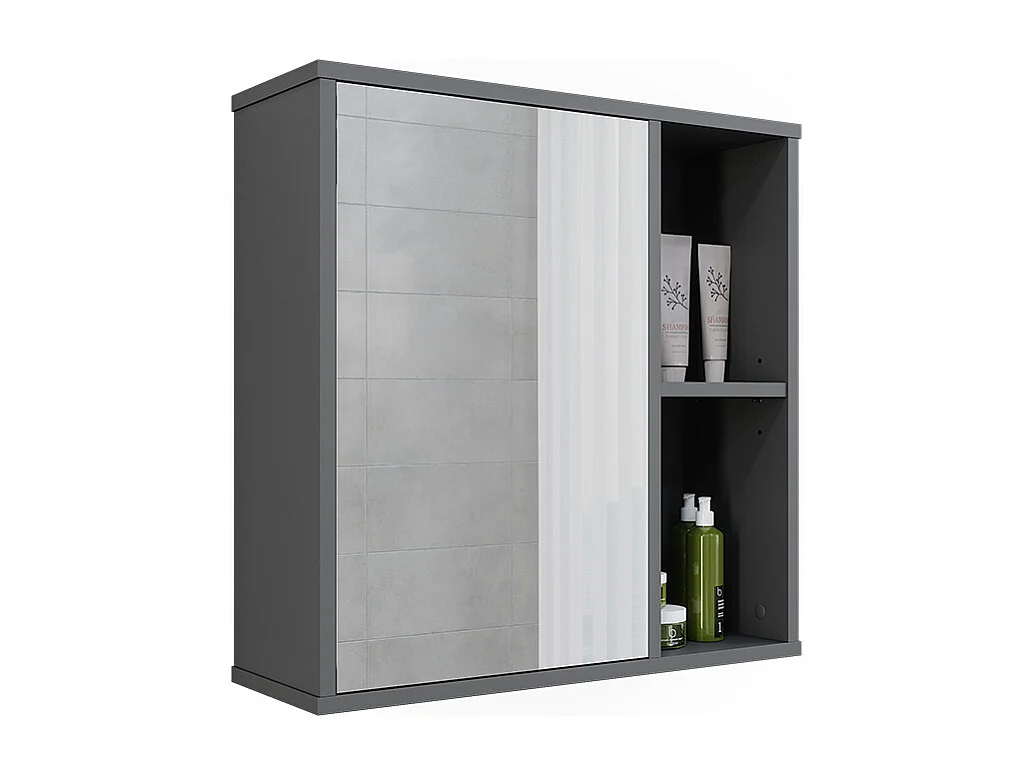 Armoire de toilette anthracite/chêne de montagne 60x20x60 leano